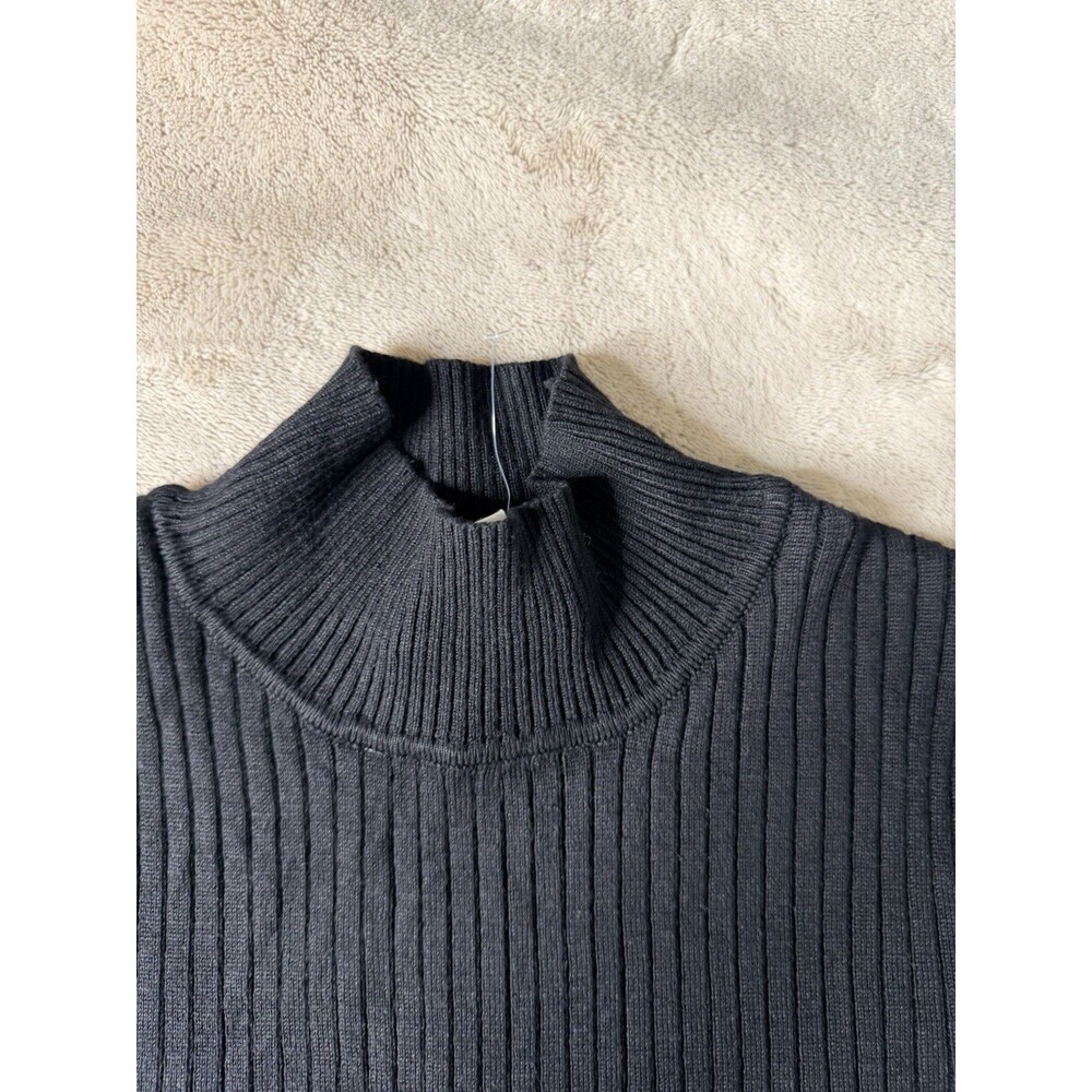 Madison Grey Women’s Ribbed Mock Neck 3/4 Sleeve Top Black NWT Size S - Picture 12 of 16